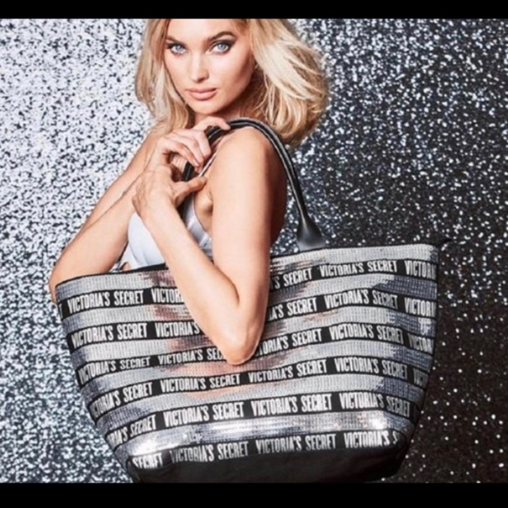 Brand new black and silver sequin VS tote